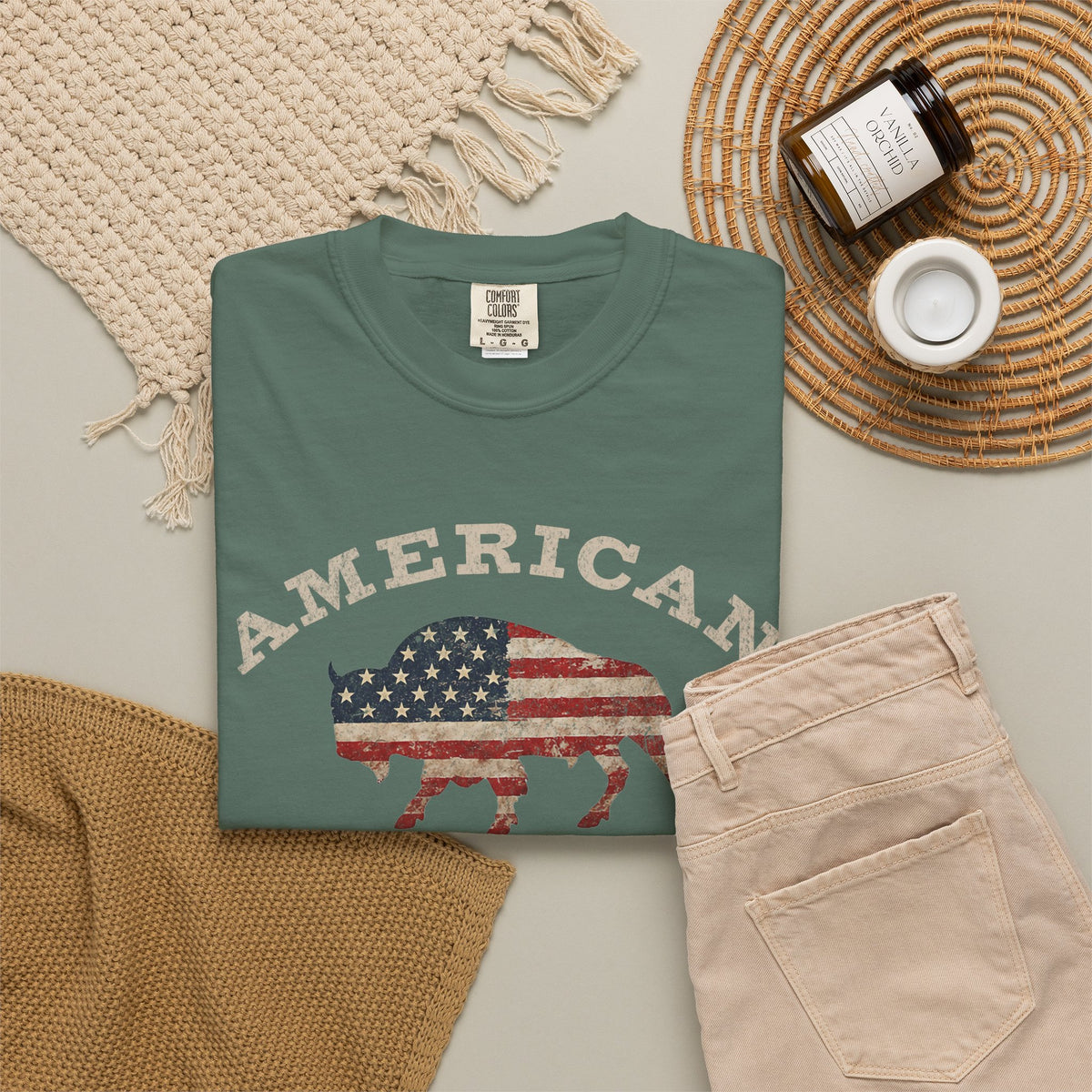 Fall American Muscle Bison Premium T-Shirt