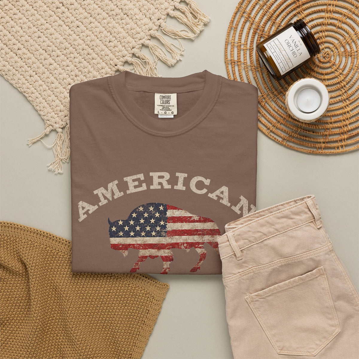 Fall American Muscle Bison Premium T-Shirt