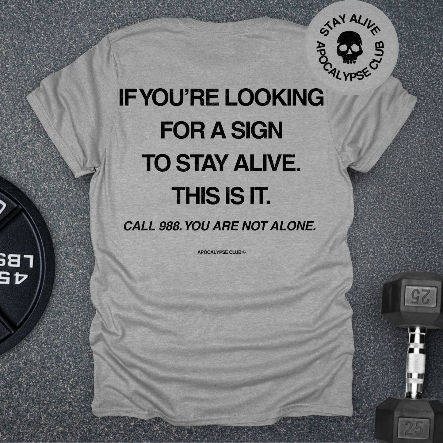 Apocalypse Club Stay Alive Club Sport Grey gym t-shirt