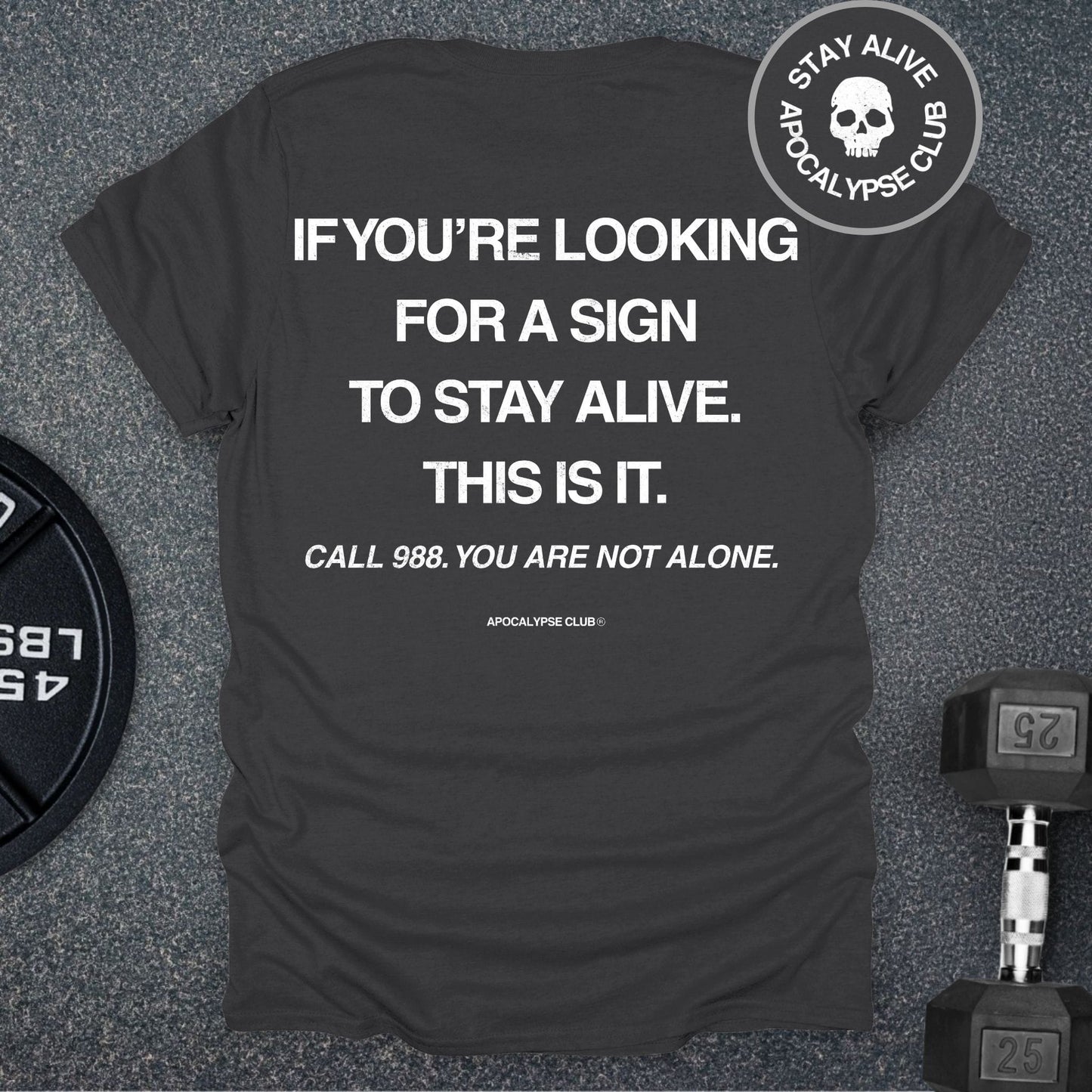 Apocalypse Club Stay Alive Club Charcoal gym t-shirt