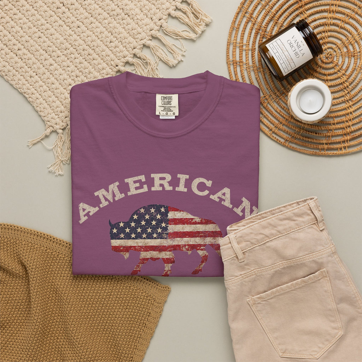 Fall American Muscle Bison Premium T-Shirt