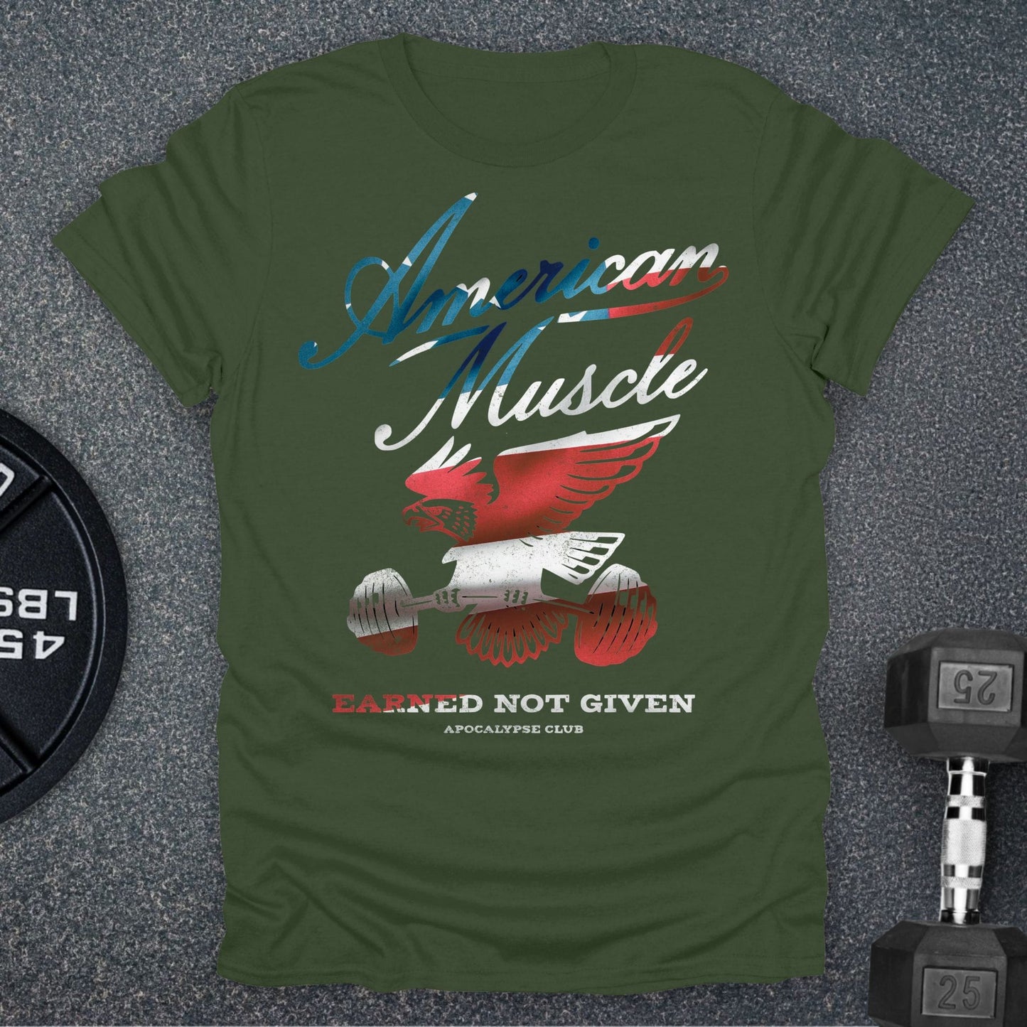 American Muscle Emblem Flag T-Shirt