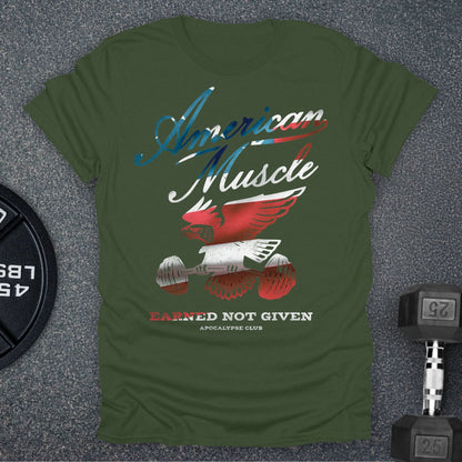 American Muscle Emblem Flag T-Shirt