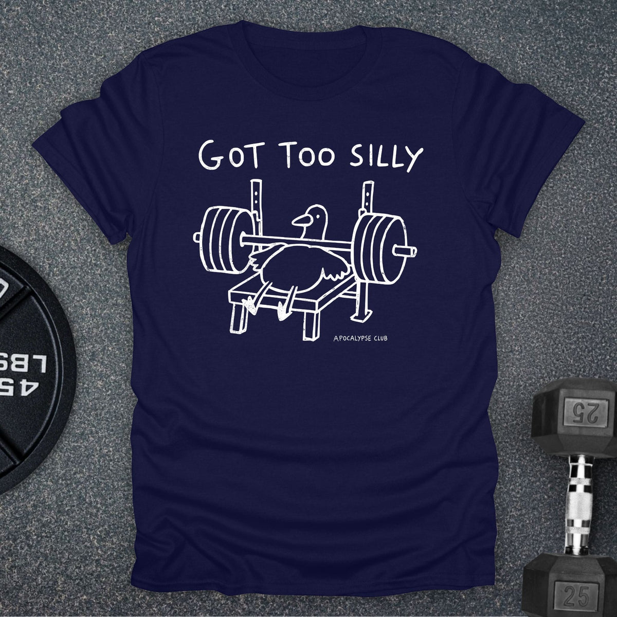 Apocalypse Club Got Too Silly Navy gym t-shirt
