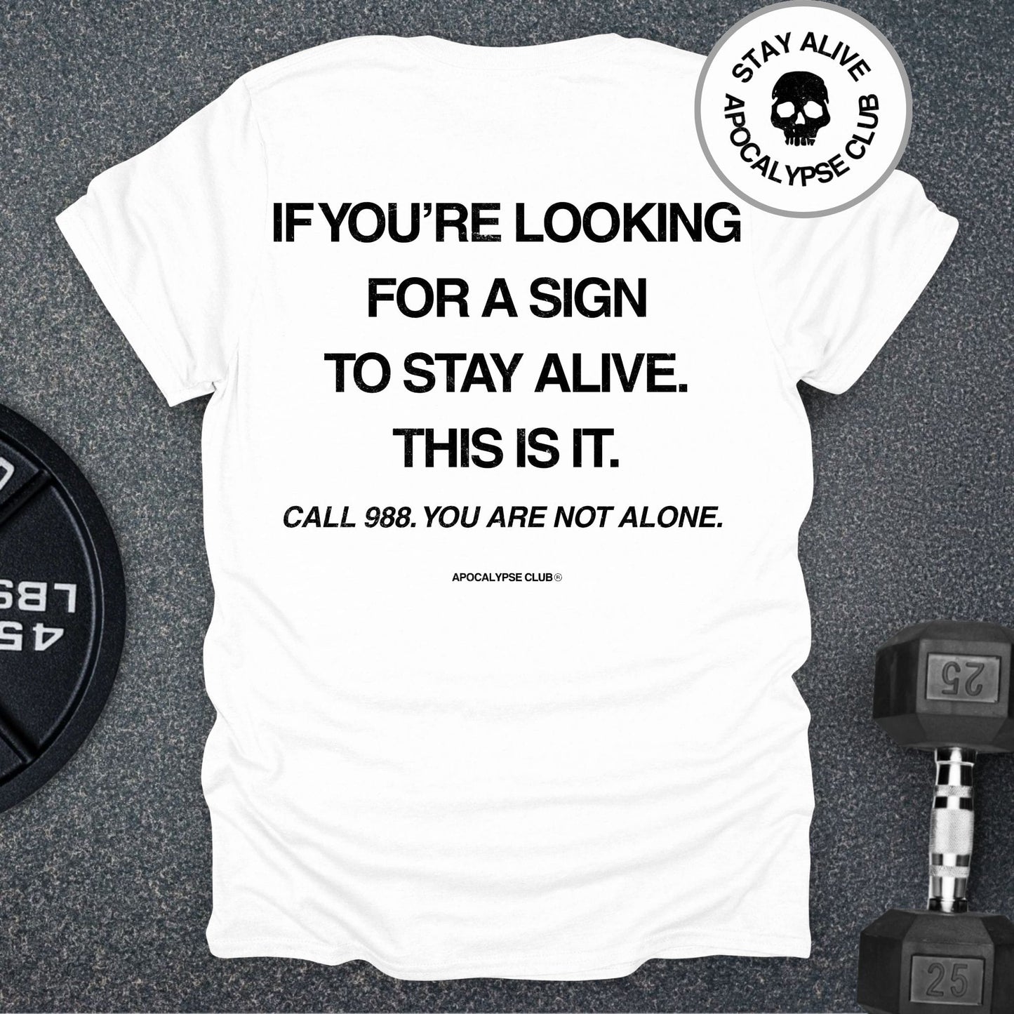 Apocalypse Club Stay Alive Club White gym t-shirt