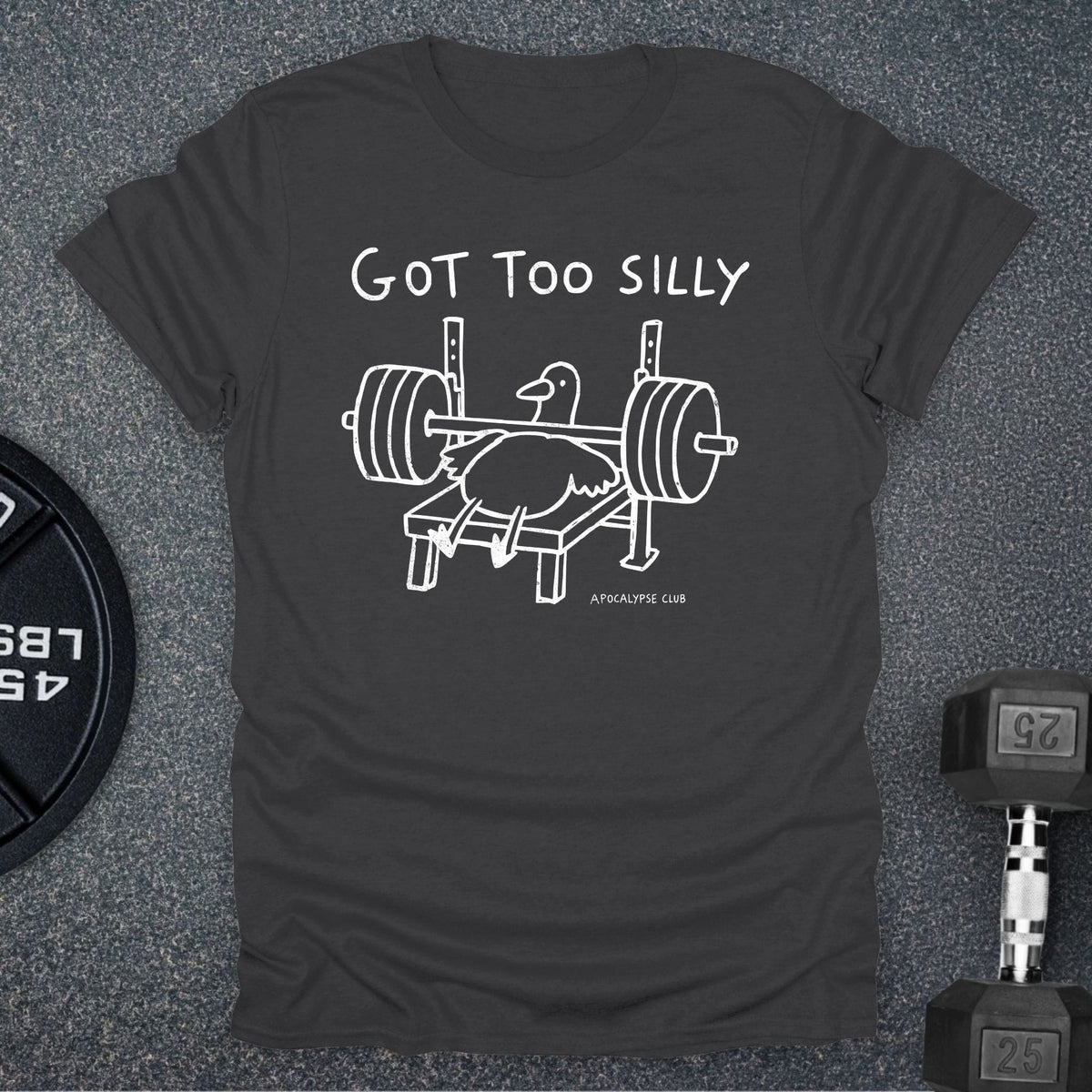 Apocalypse Club Got Too Silly Charcoal gym t-shirt