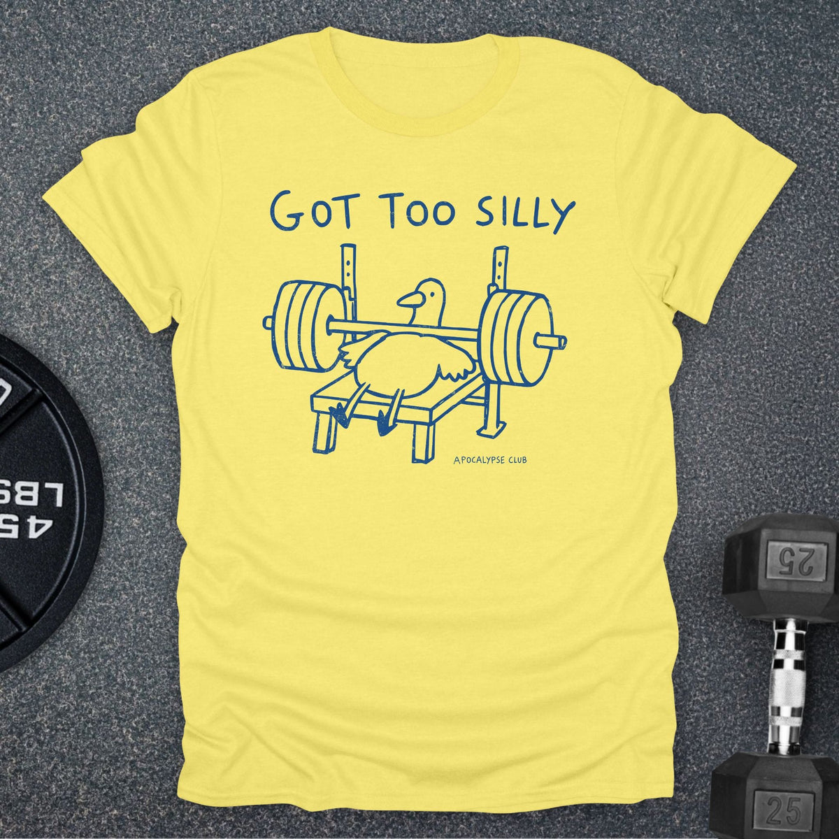 Apocalypse Club Got Too Silly Cornsilk gym t-shirt