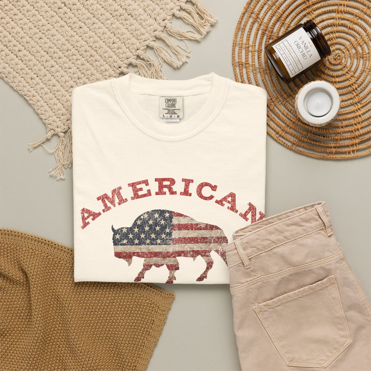 Fall American Muscle Bison Premium T-Shirt