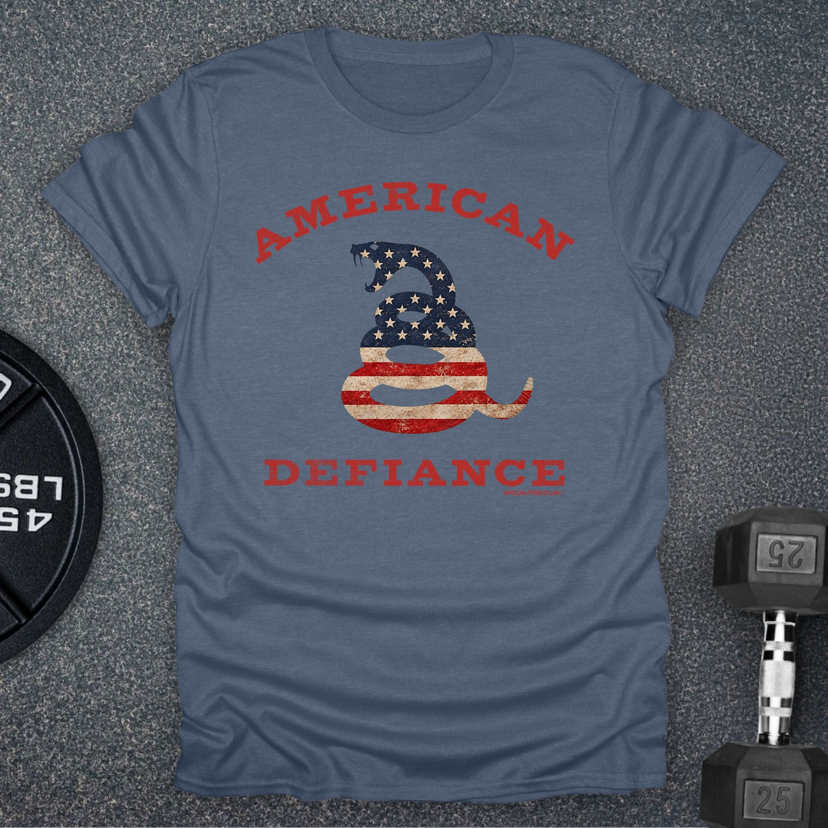 Apocalypse Club American Defiance Snake Heather Indigo gym t-shirt