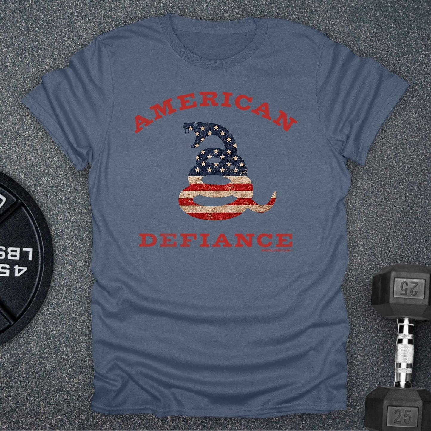 Apocalypse Club American Defiance Snake Heather Indigo gym t-shirt