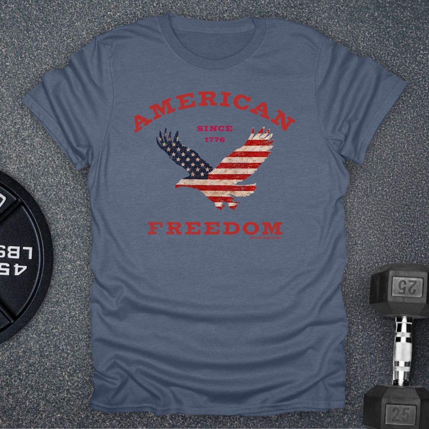 Apocalypse Club American Freedom Eagle Heather Indigo gym t-shirt