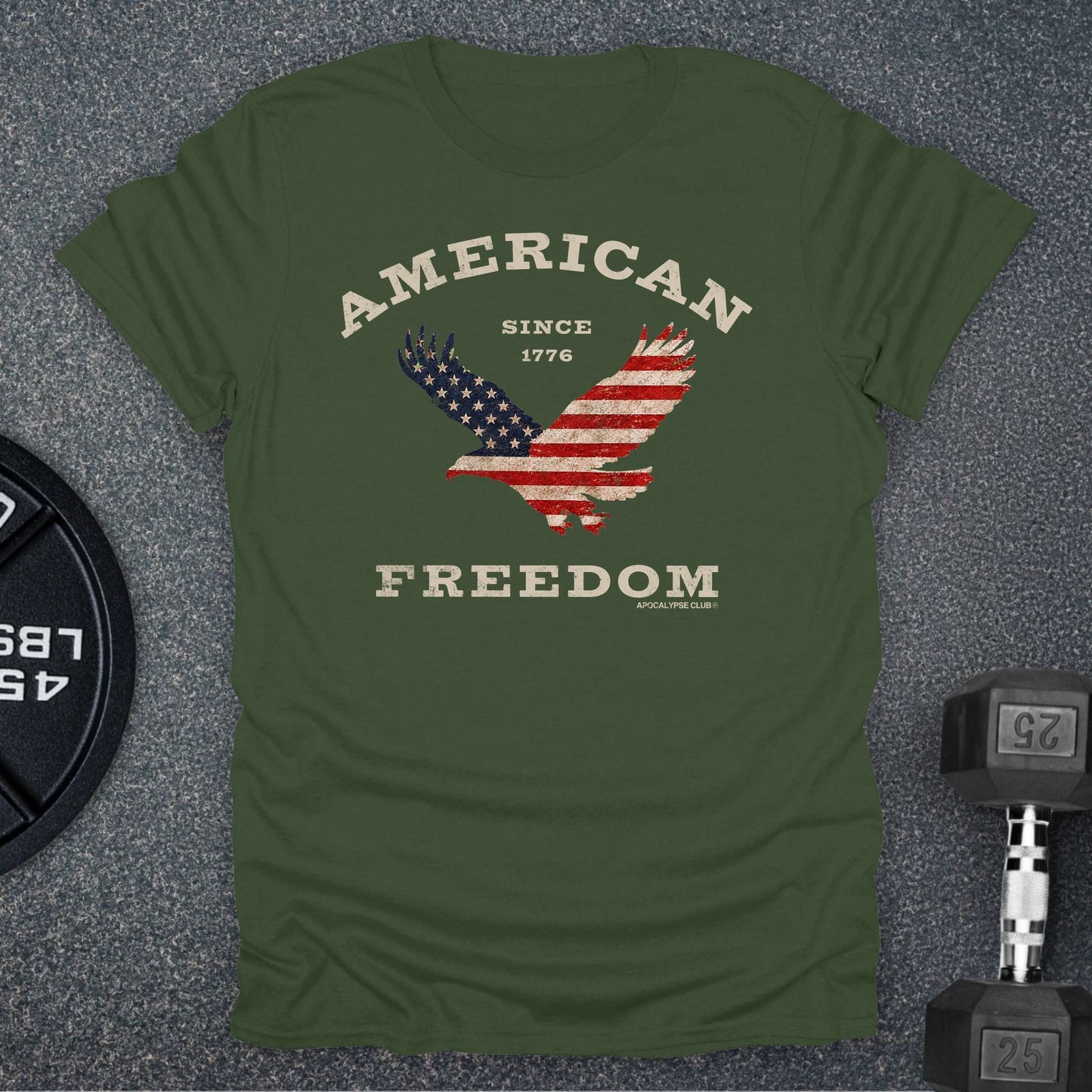 Apocalypse Club American Freedom Eagle Military Green gym t-shirt