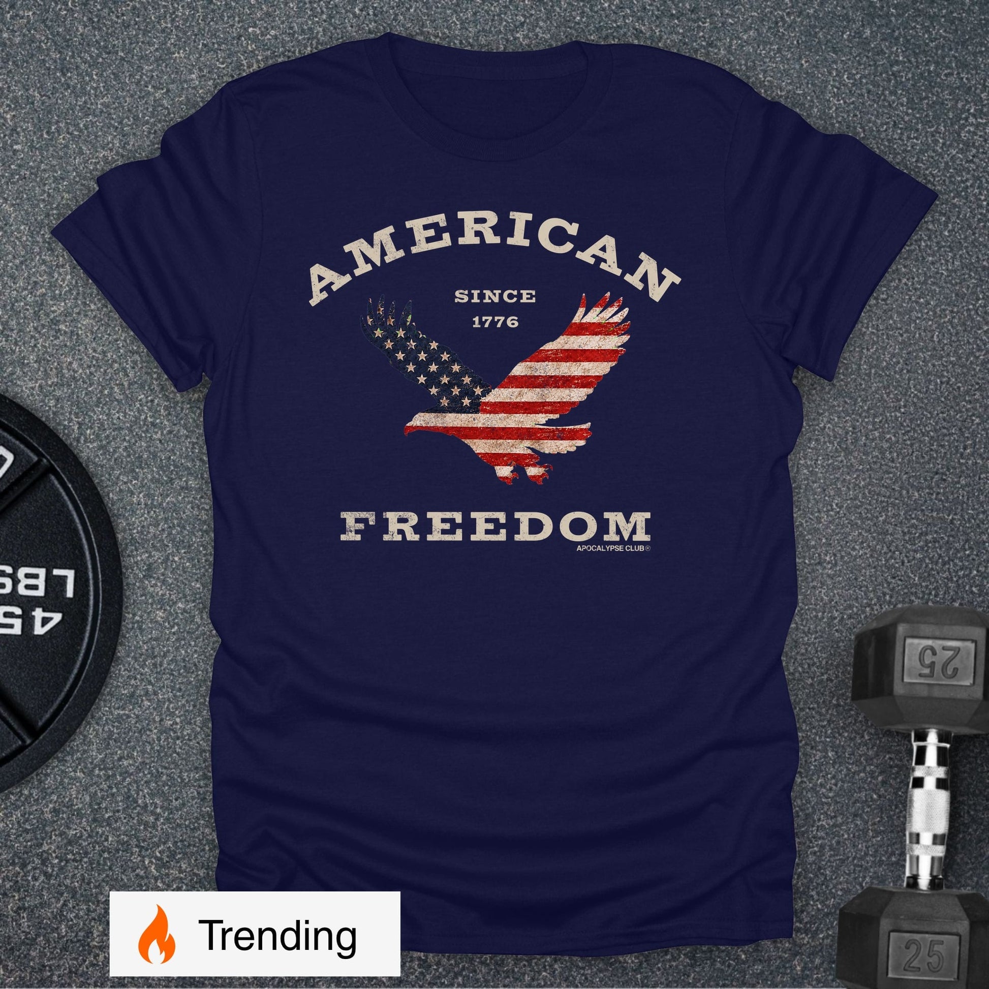 Apocalypse Club American Freedom Eagle Navy gym t-shirt