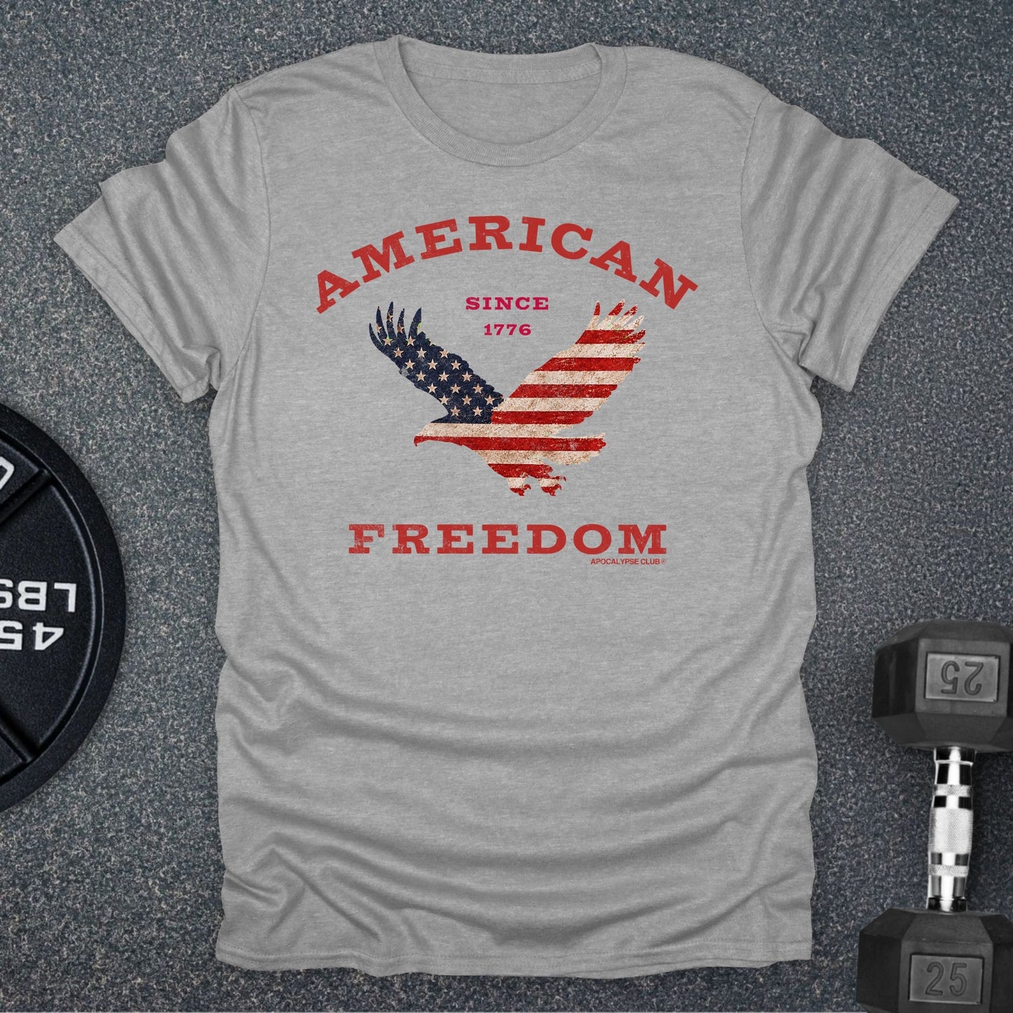Apocalypse Club American Freedom Eagle Sport Grey gym t-shirt