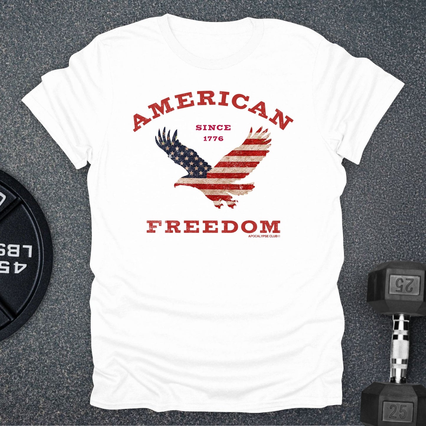Apocalypse Club American Freedom Eagle White gym t-shirt