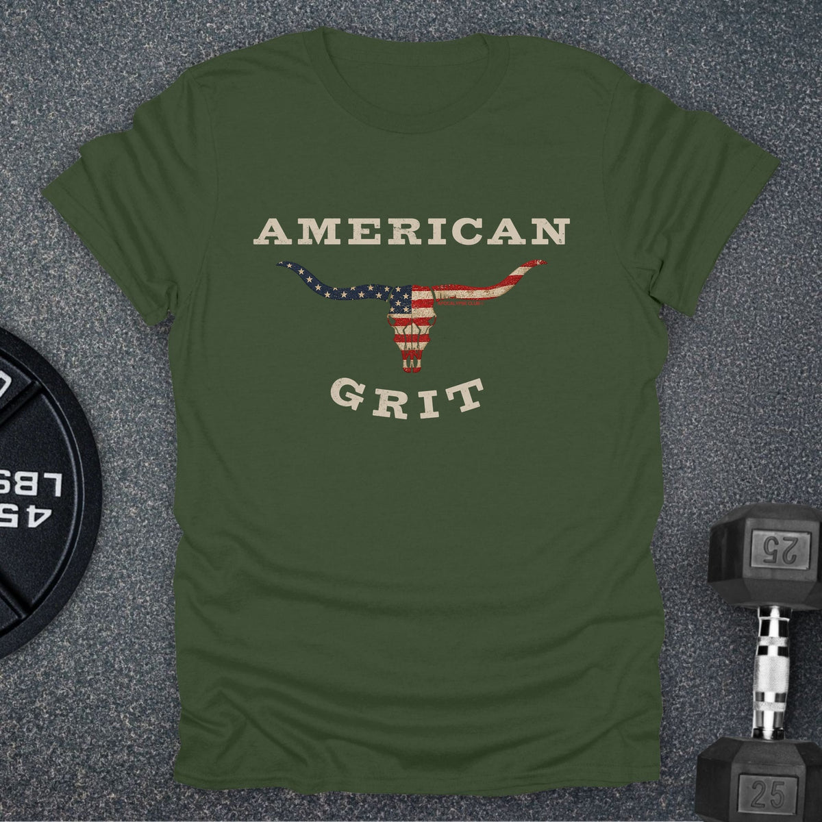 Apocalypse Club American Grit Longhorn Military Green gym t-shirt