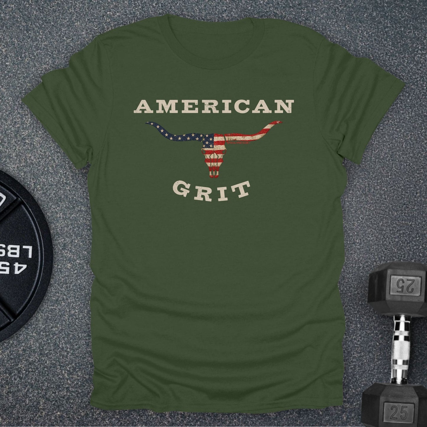 Apocalypse Club American Grit Longhorn Military Green gym t-shirt