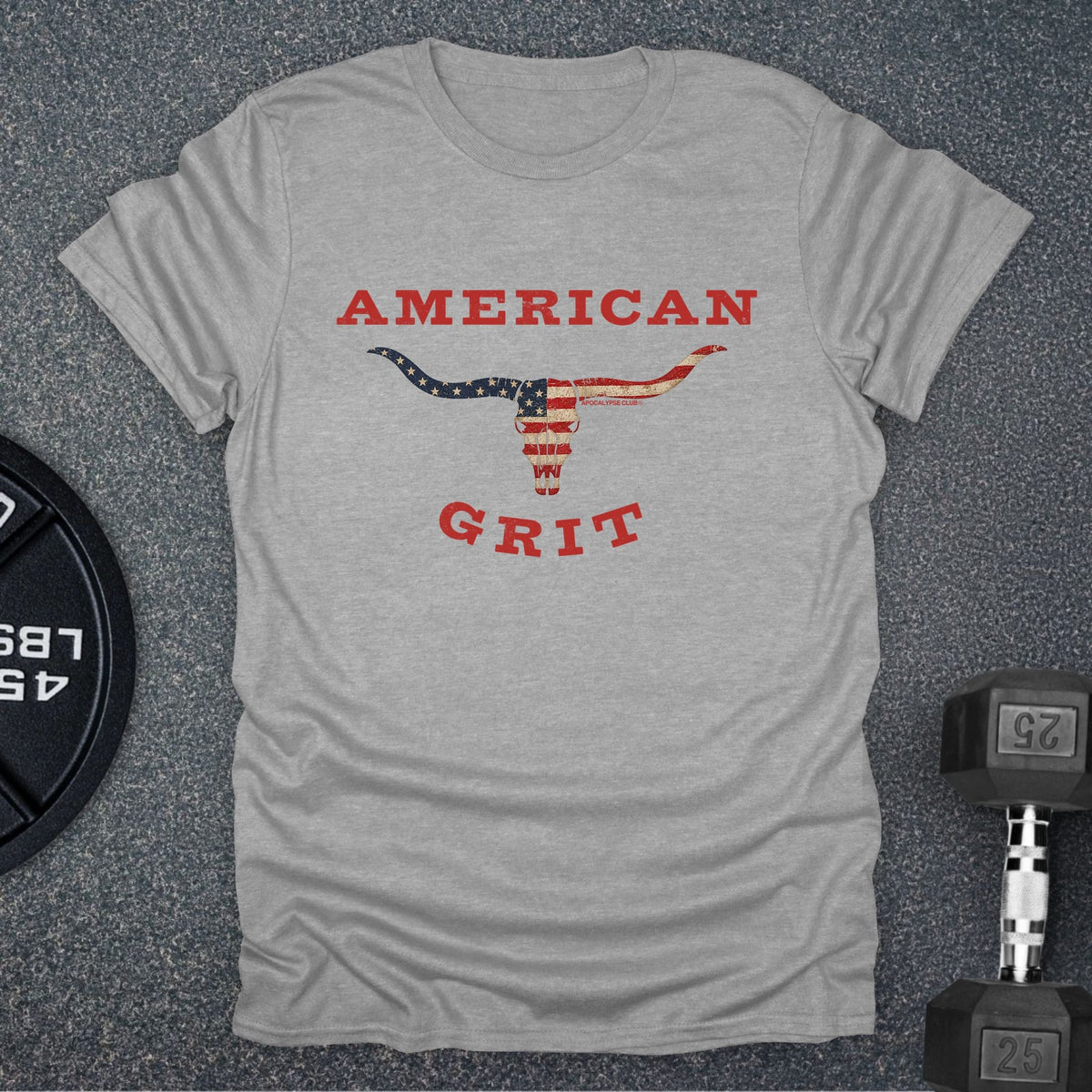 Apocalypse Club American Grit Longhorn Sport Grey gym t-shirt