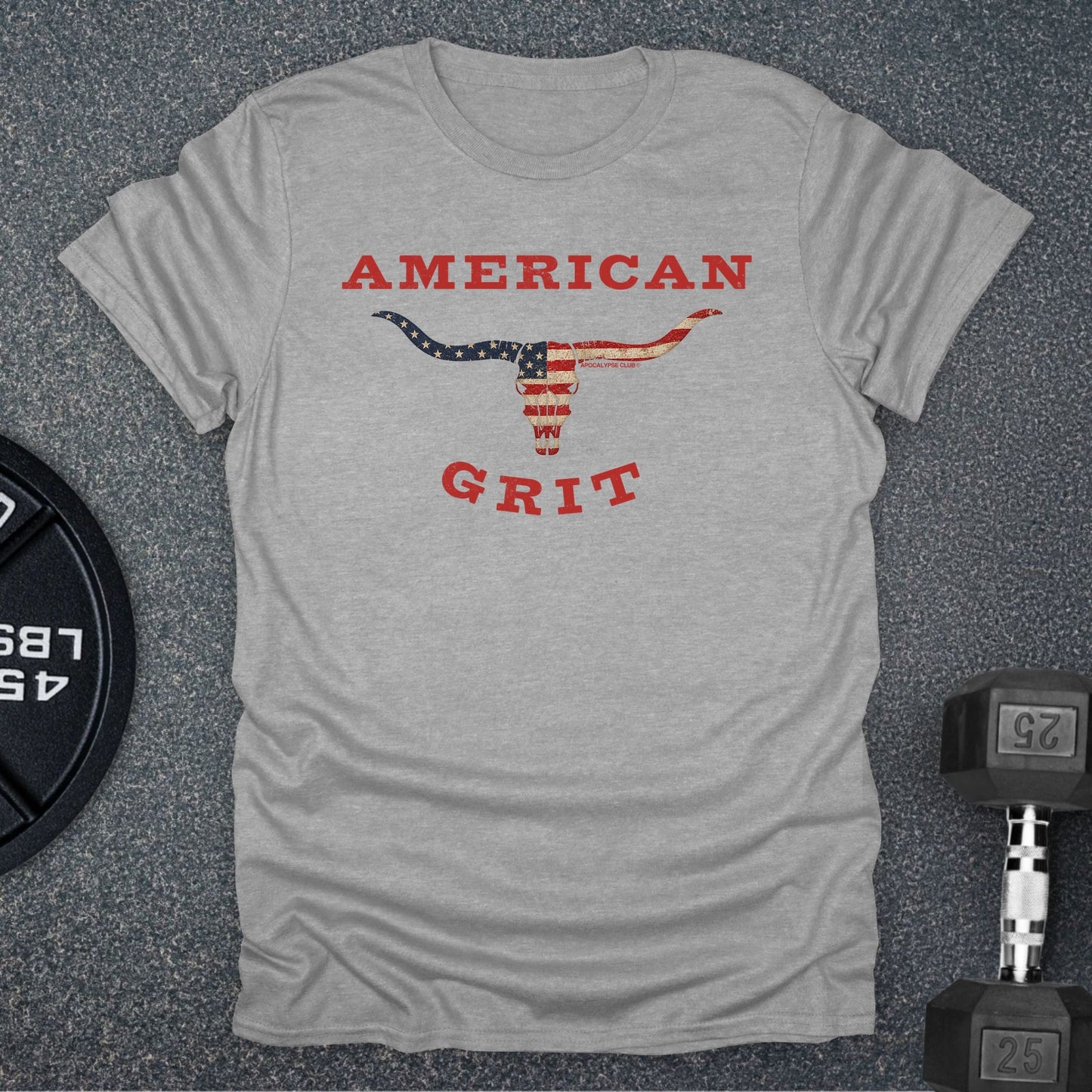 Apocalypse Club American Grit Longhorn Sport Grey gym t-shirt