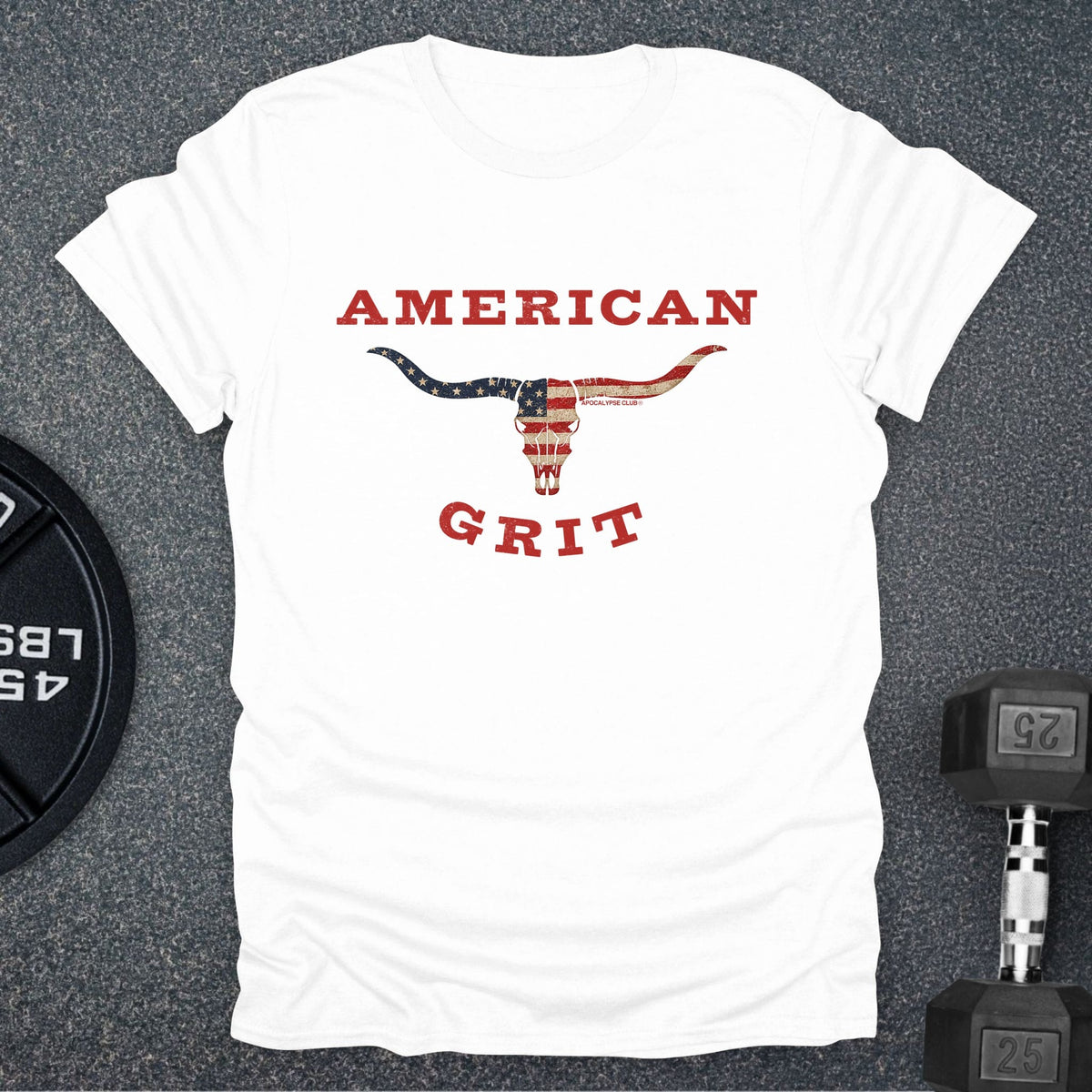 Apocalypse Club American Grit Longhorn White gym t-shirt