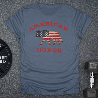 Apocalypse Club American Honor Wolf Heather Indigo gym t-shirt