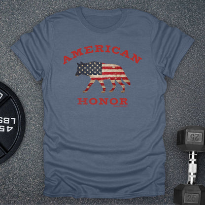 Apocalypse Club American Honor Wolf Heather Indigo gym t-shirt