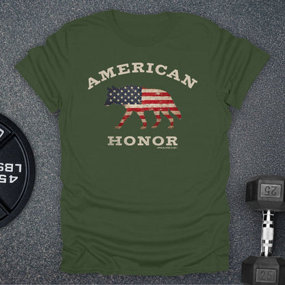 Apocalypse Club American Honor Wolf Military Green gym t-shirt