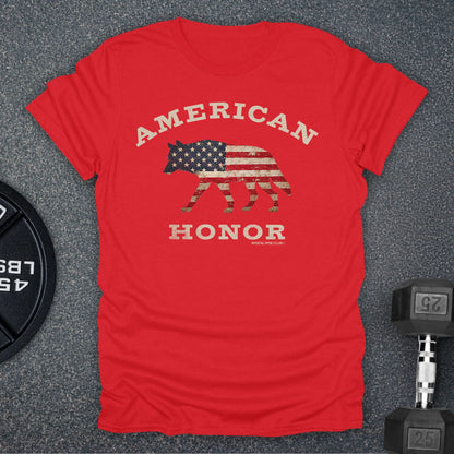 Apocalypse Club American Honor Wolf Red gym t-shirt