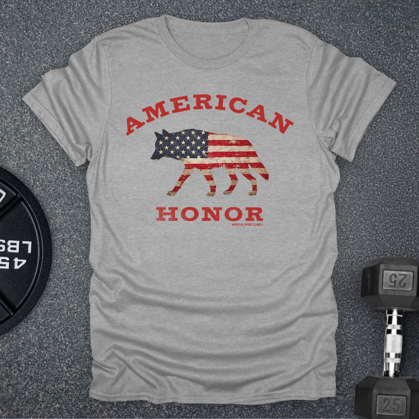 Apocalypse Club American Honor Wolf Sport Grey gym t-shirt