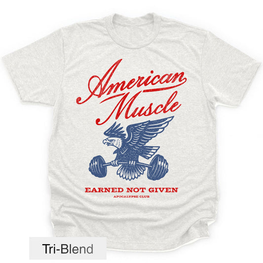 Apocalypse Club American Muscle Emblem Heather White gym t-shirt