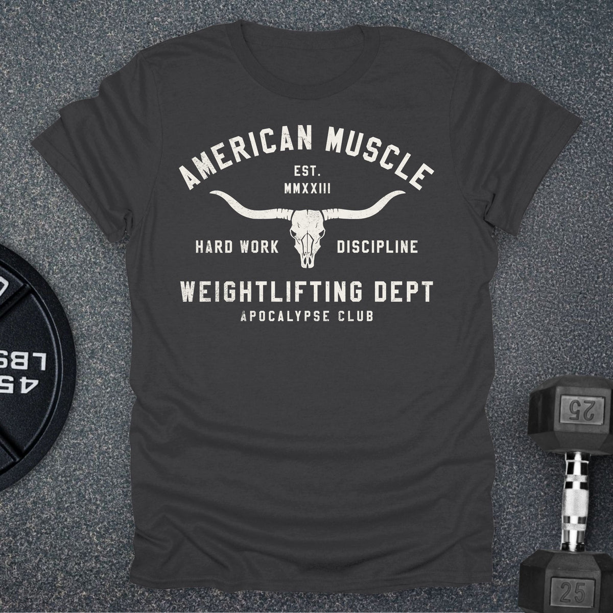 Apocalypse Club American Muscle Frontier Charcoal gym t-shirt