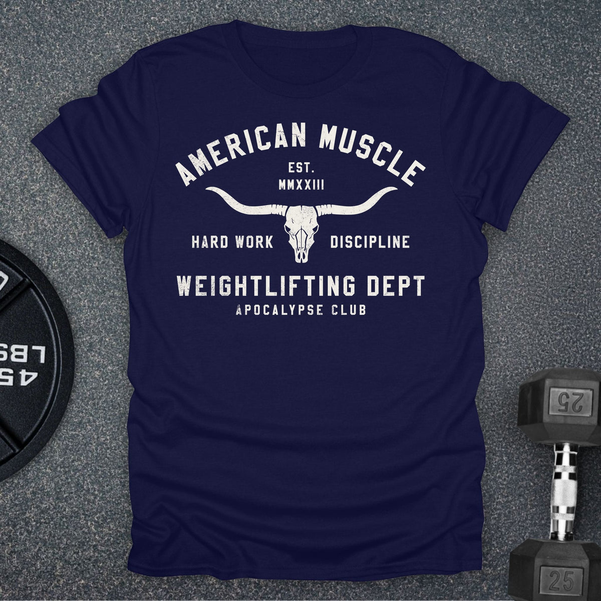 Apocalypse Club American Muscle Frontier Navy gym t-shirt