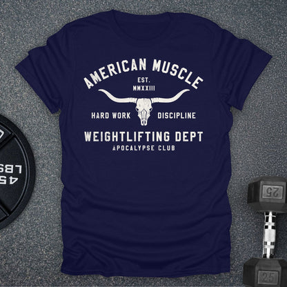 Apocalypse Club American Muscle Frontier Navy gym t-shirt