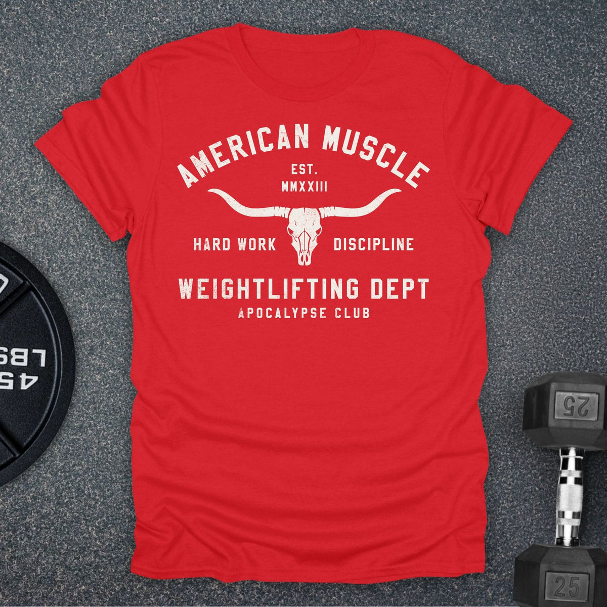 Apocalypse Club American Muscle Frontier Red gym t-shirt