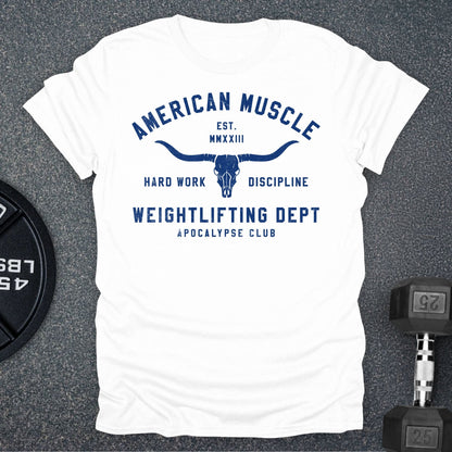 Apocalypse Club American Muscle Frontier White gym t-shirt
