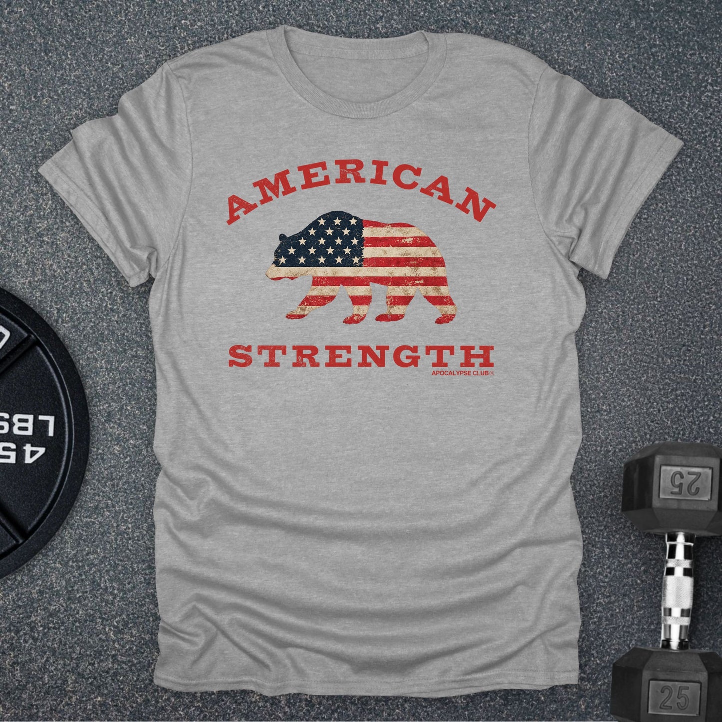 Apocalypse Club American Strength Bear Sport Grey gym t-shirt