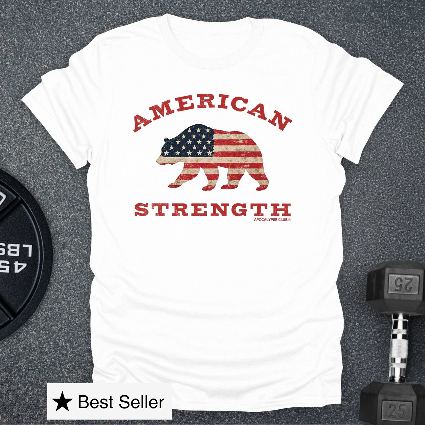 Apocalypse Club American Strength Bear White gym t-shirt