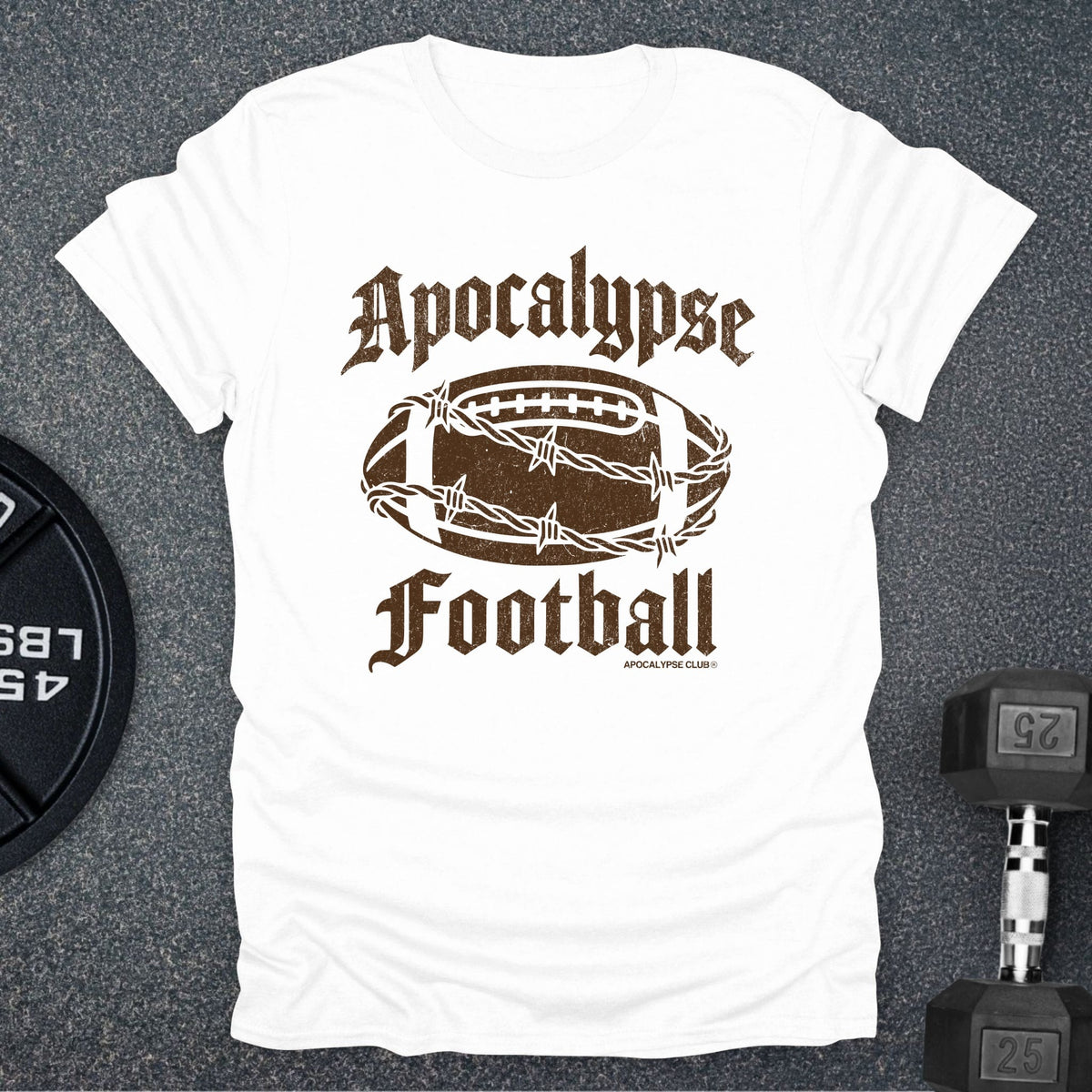 Apocalypse Club Apocalypse Football White gym t-shirt