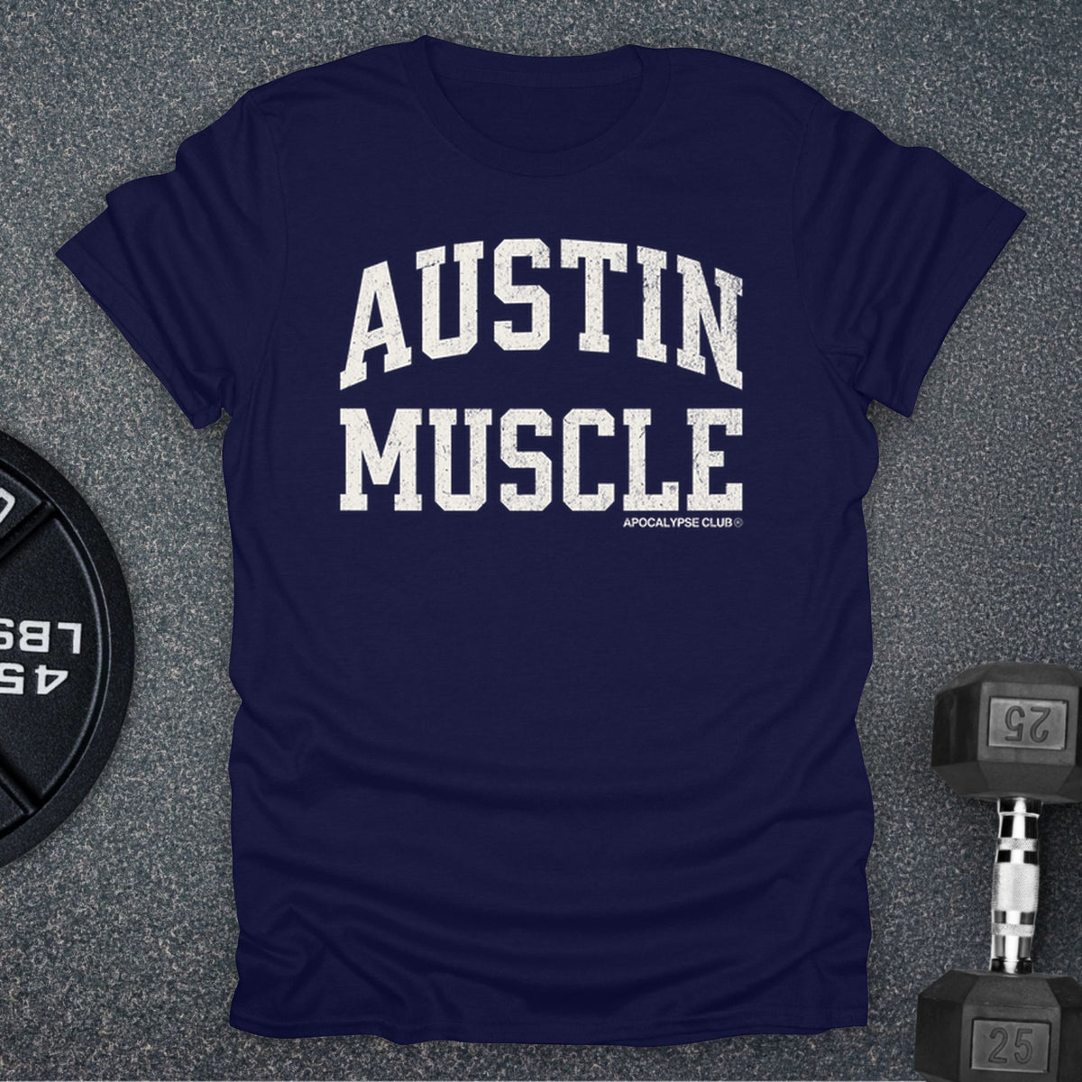 Apocalypse Club Austin Muscle Navy gym t-shirt