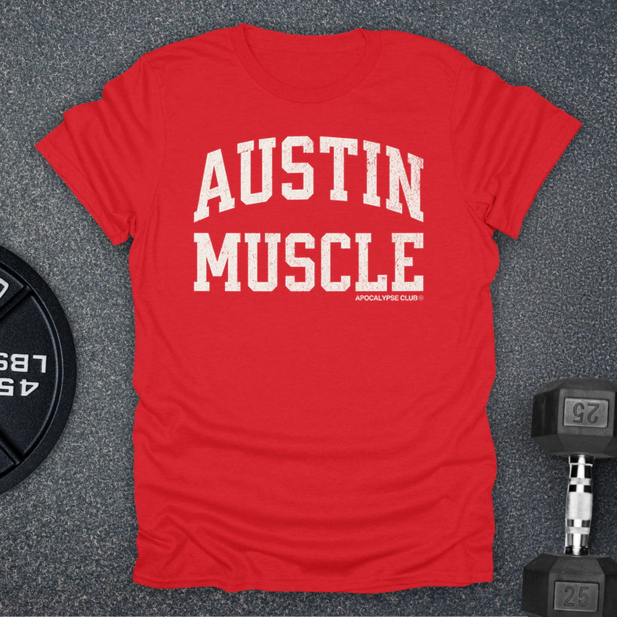Apocalypse Club Austin Muscle Red gym t-shirt