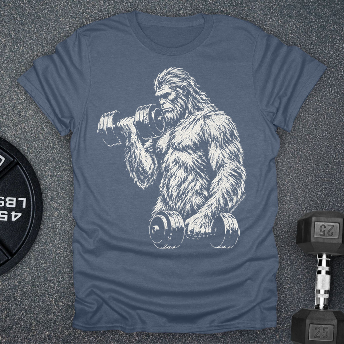 Apocalypse Club Bigfoot Iron Heather Indigo gym t-shirt