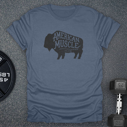 Apocalypse Club Bison Heritage Heather Indigo gym t-shirt