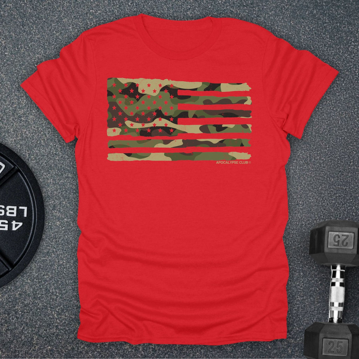 Apocalypse Club Camo Flag Red gym t-shirt
