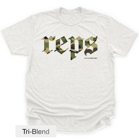 Apocalypse Club Camo Reps Heather White gym t-shirt