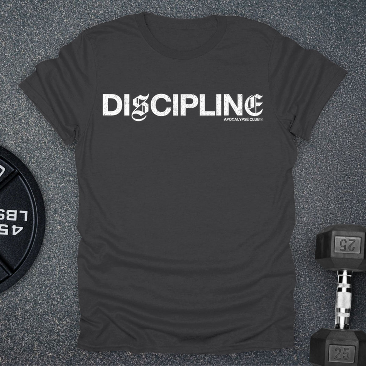 Apocalypse Club Chaos Discipline Charcoal gym t-shirt