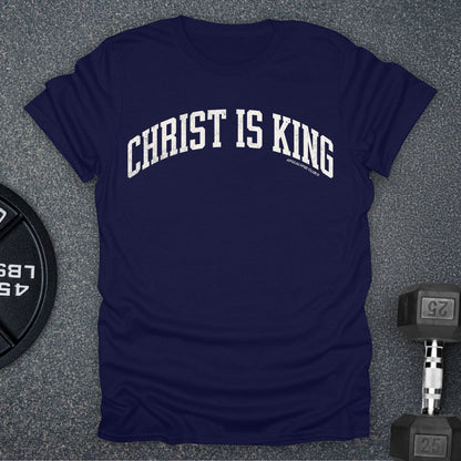 Apocalypse Club Christ Is King Varsity Navy gym t-shirt