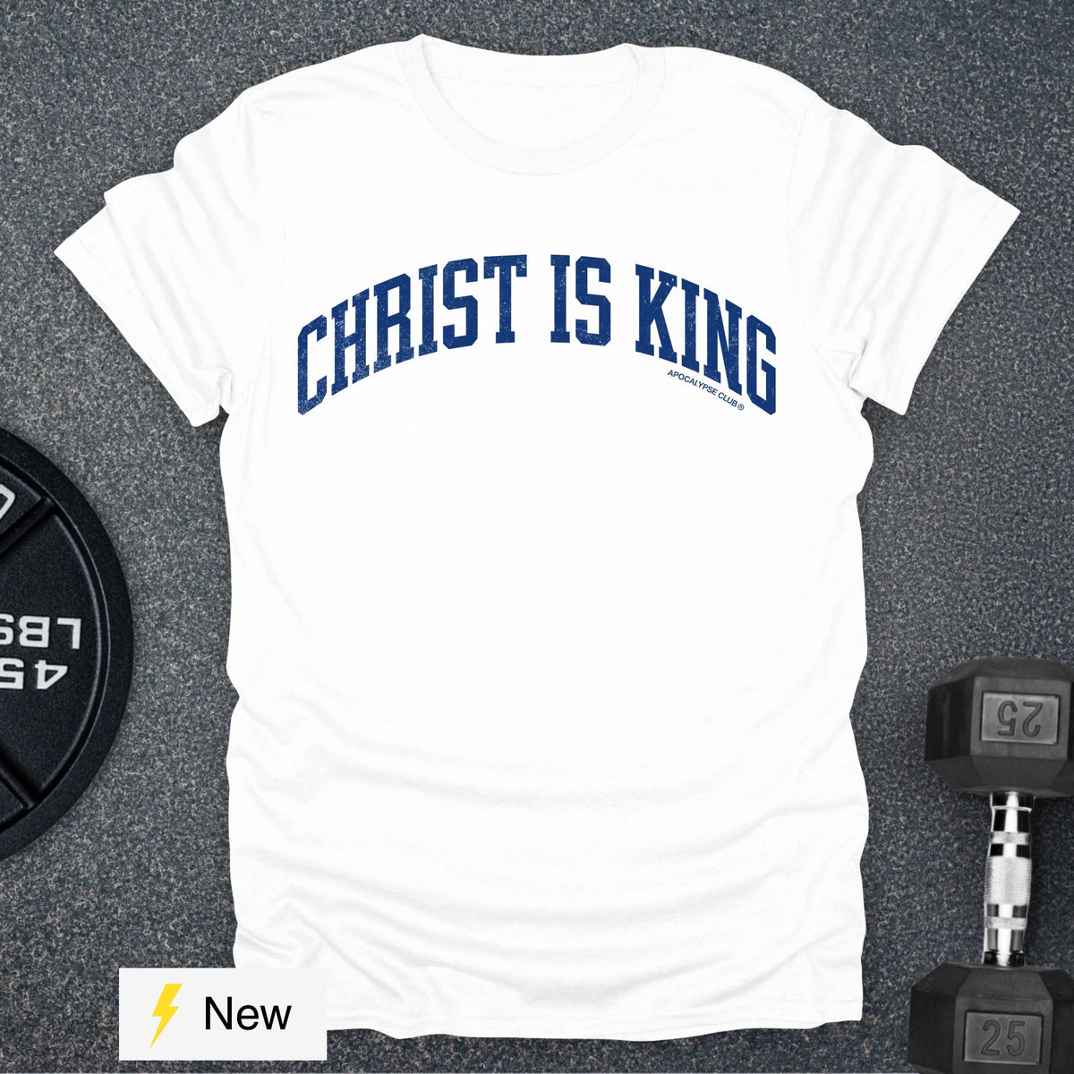 Apocalypse Club Christ Is King Varsity White gym t-shirt