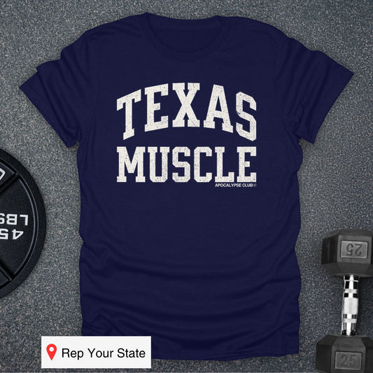 Apocalypse Club College Texas Muscle Navy gym t-shirt
