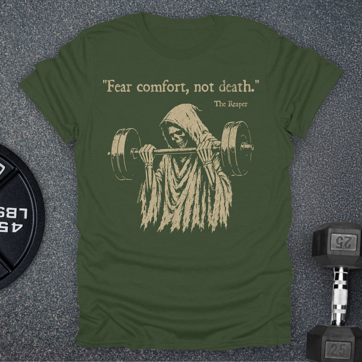 Apocalypse Club Comfort Kills Military Green gym t-shirt