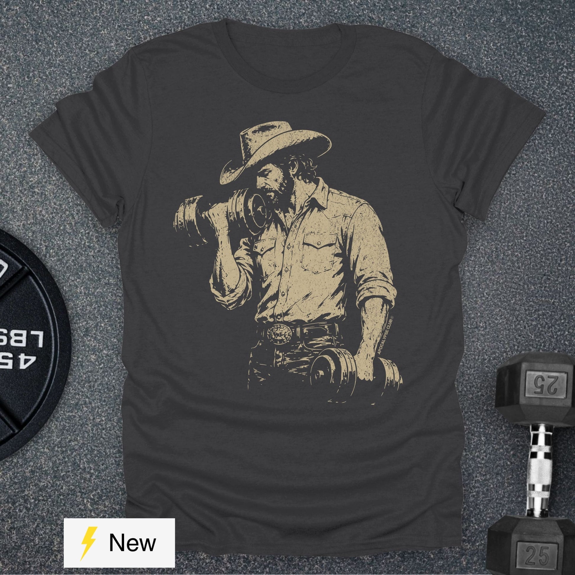 Apocalypse Club Cowboy Iron Charcoal gym t-shirt